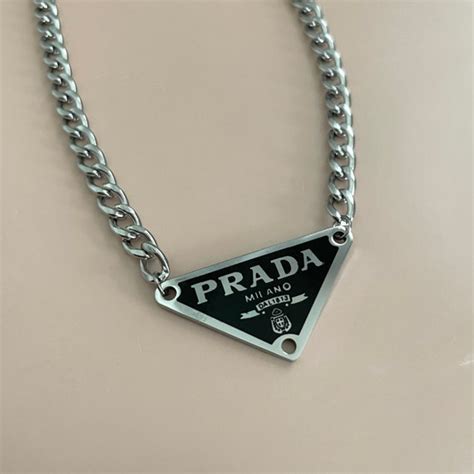 prada necklace triangle amazon|Prada necklace triangle pendant.